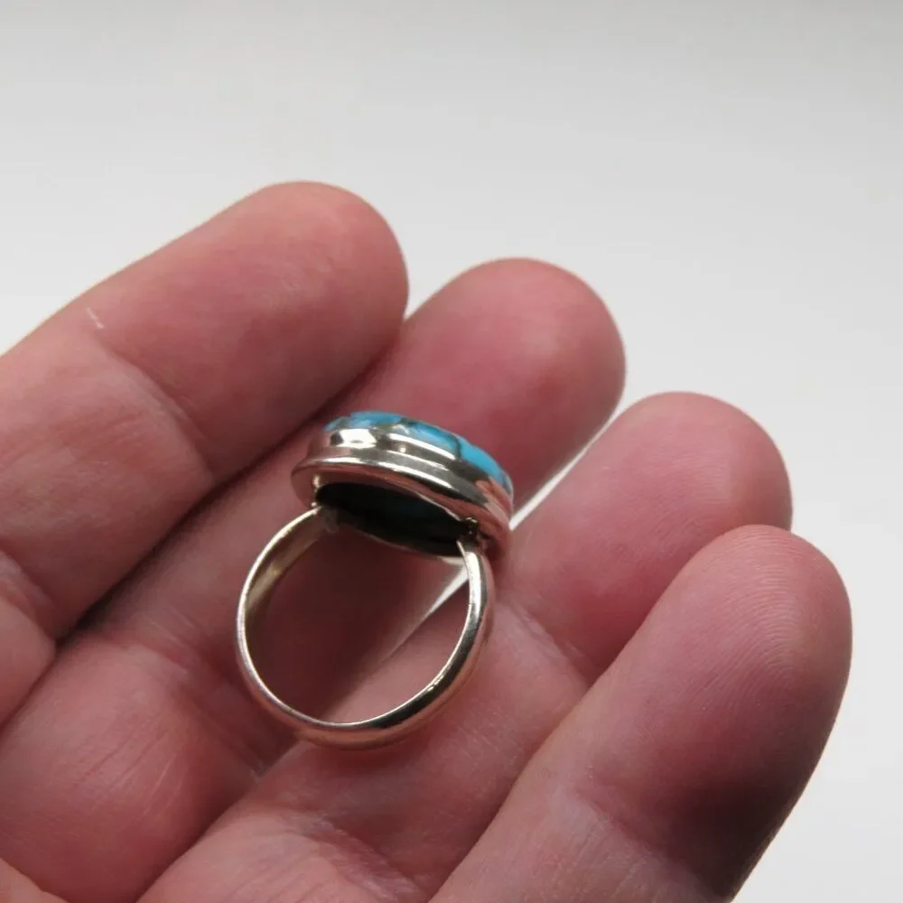 $350 Sterling Silver  Copper Turquoise Ring
